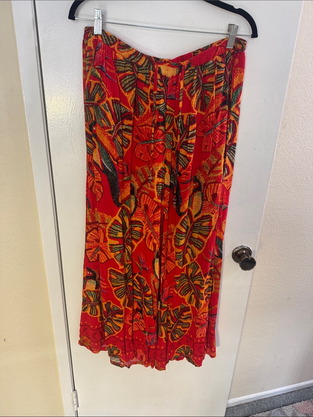 Christian Siriano Red Tropical Wide-Leg Pants